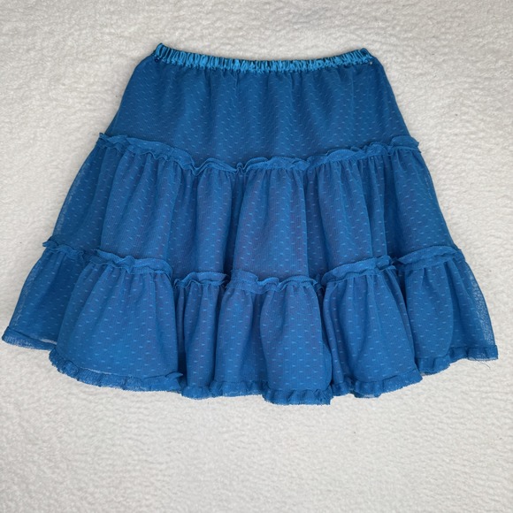 Hanna Andersson Skirt Girls 110 Blue Tiered Ruffle Swiss Dot Mesh Elastic Waist‎ - Picture 6 of 6